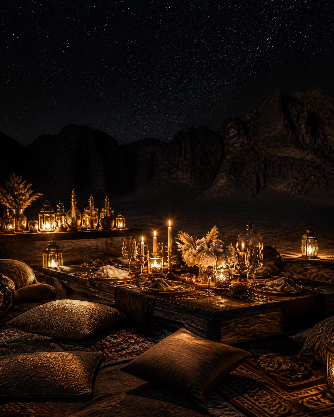 Private desert dining under the stars