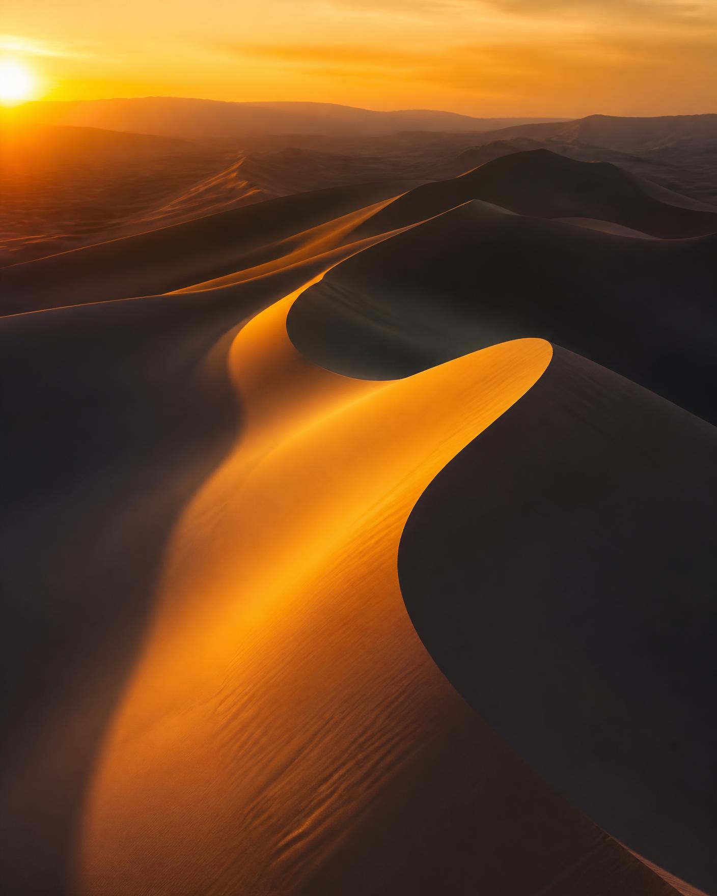 Golden dunes at sunrise