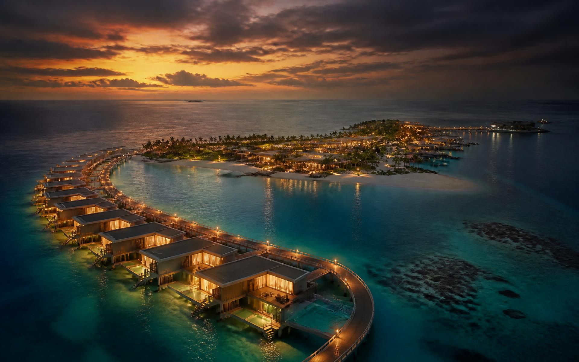 Red Sea coastline at dusk